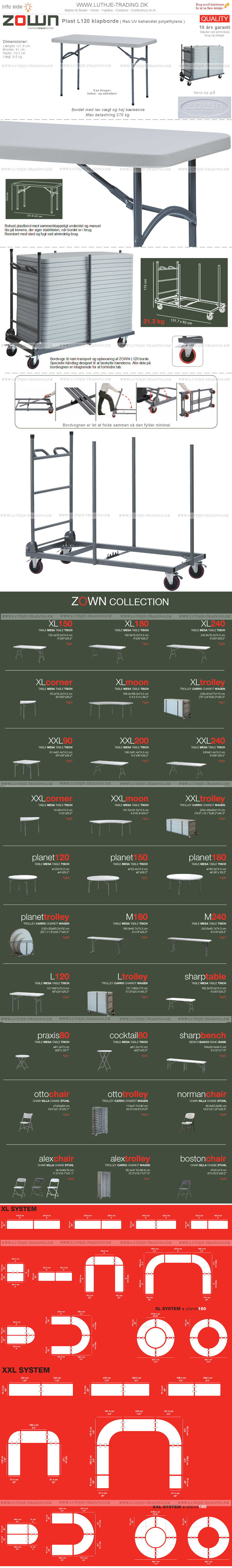 Eksamens plastborde Zown 122 x 61 cm